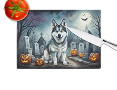 Alaskan Malamute Spooky Halloween Glass Cutting Board