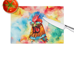 Hippie Animal Red Rooster Glass Cutting Board