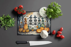 Calacas Skeletons Spooky Halloween Glass Cutting Board