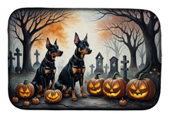 Doberman Pinscher Spooky Halloween Dish Drying Mat