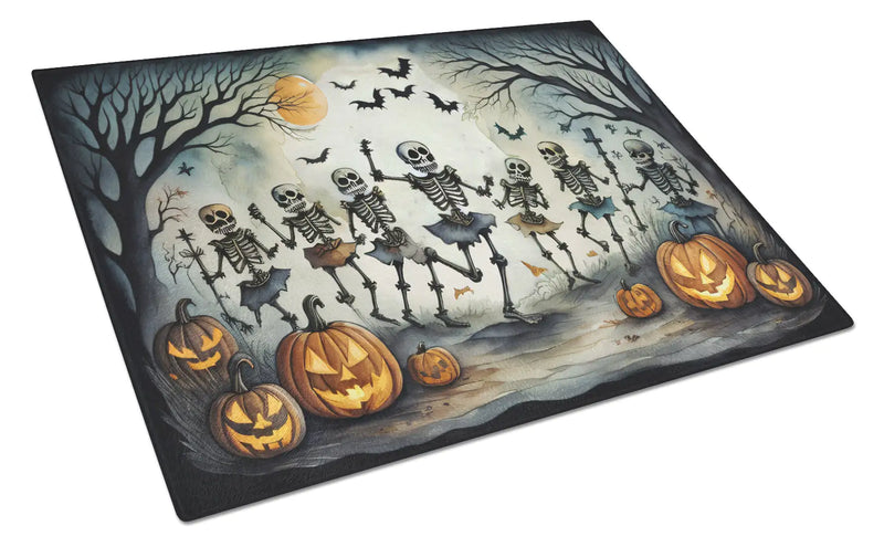 Dancing Skeletons Spooky Halloween Glass Cutting Board