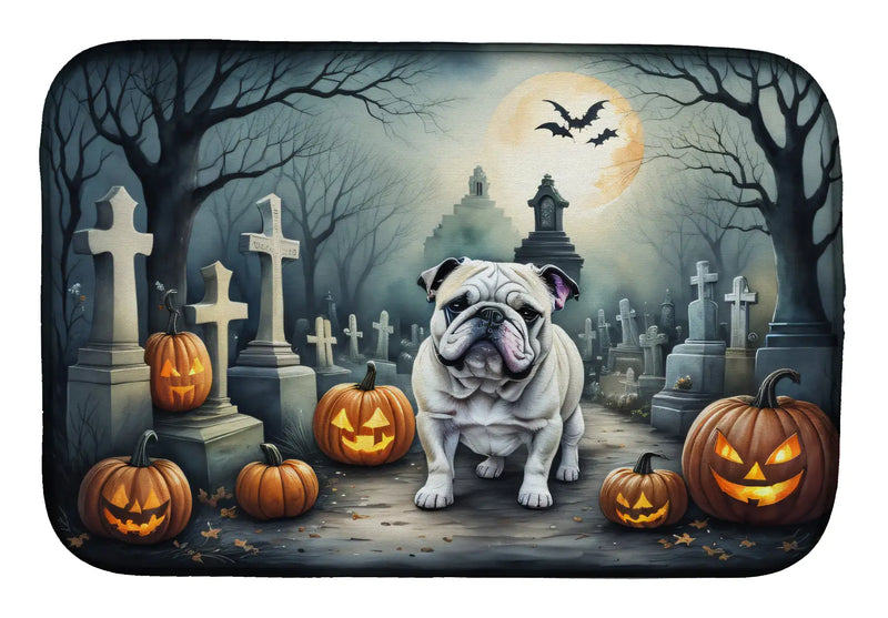 English Bulldog Spooky Halloween Dish Drying Mat