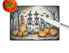 Calacas Skeletons Spooky Halloween Glass Cutting Board