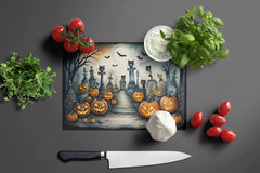 Cat Cemetery Spooky Halloween Glass Cutting Board