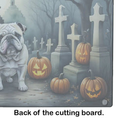 English Bulldog Spooky Halloween Glass Cutting Board