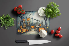 Calacas Skeletons Spooky Halloween Glass Cutting Board