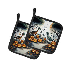 Dinosaurs Spooky Halloween Pair of Pot Holders