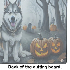 Alaskan Malamute Spooky Halloween Glass Cutting Board