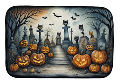 Cat Cemetery Spooky Halloween Dish Drying Mat