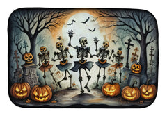 Dancing Skeletons Spooky Halloween Dish Drying Mat