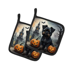 Affenpinscher Spooky Halloween Pair of Pot Holders