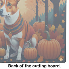 Red Basenji Fall Glass Cutting Board