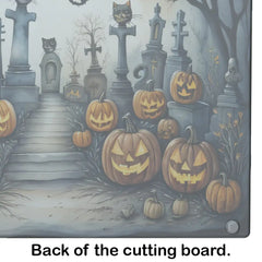 Cat Cemetery Spooky Halloween Glass Cutting Board