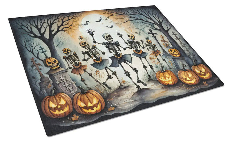 Dancing Skeletons Spooky Halloween Glass Cutting Board