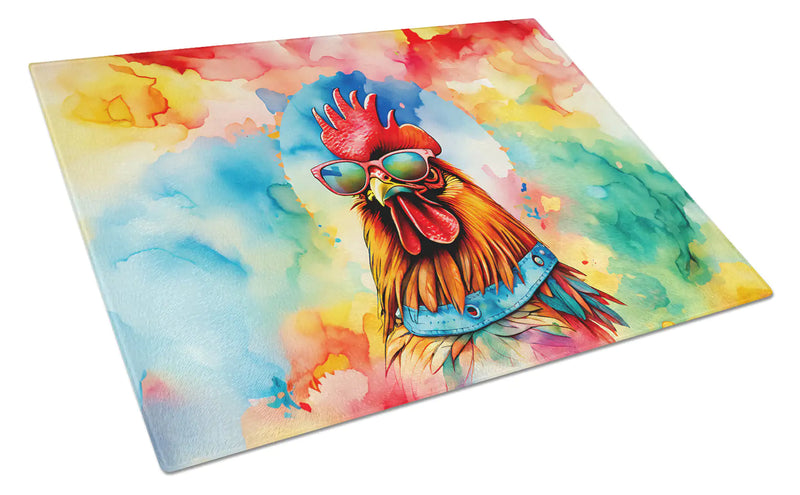 Hippie Animal Red Rooster Glass Cutting Board