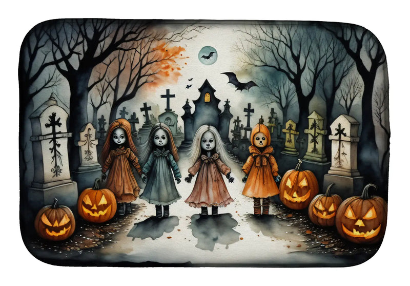 Creepy Dolls Spooky Halloween Dish Drying Mat