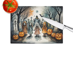 Creepy Dolls Spooky Halloween Glass Cutting Board