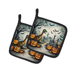 Dinosaurs Spooky Halloween Pair of Pot Holders