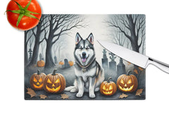 Alaskan Malamute Spooky Halloween Glass Cutting Board