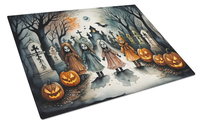 Creepy Dolls Spooky Halloween Glass Cutting Board