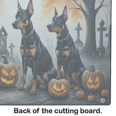 Doberman Pinscher Spooky Halloween Glass Cutting Board