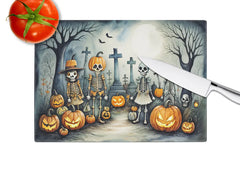 Calacas Skeletons Spooky Halloween Glass Cutting Board