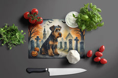 Airedale Terrier Spooky Halloween Glass Cutting Board