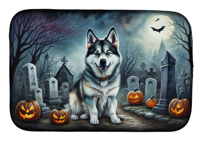 Alaskan Malamute Spooky Halloween Dish Drying Mat