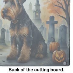 Airedale Terrier Spooky Halloween Glass Cutting Board