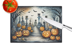 Cat Cemetery Spooky Halloween Glass Cutting Board