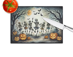 Dancing Skeletons Spooky Halloween Glass Cutting Board